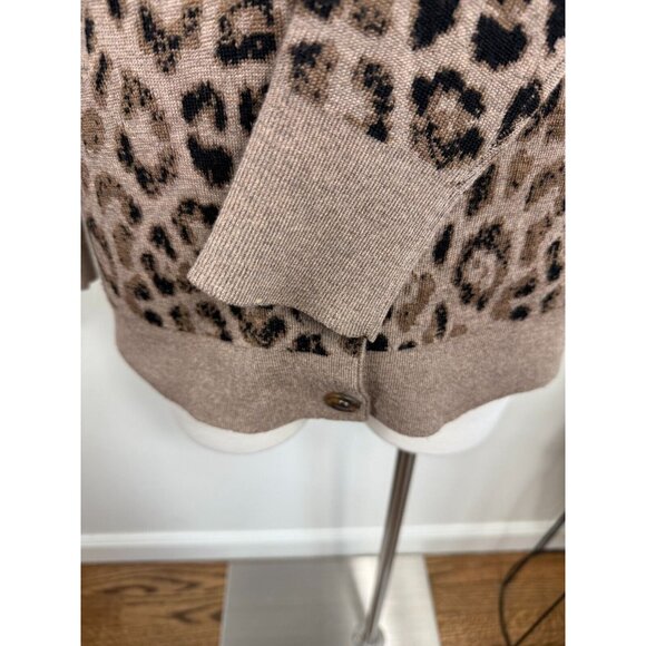 Skaist Tayloe Womens 100% Wool Leopard Print Cardigan - Picture 5 of 15